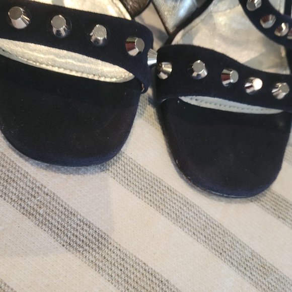Prada Blue Suede Studded Sandals - Picture 12 of 16